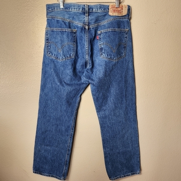 Levis Mens Vintage 90s 501 Button Fly Medium Wash Straight Leg Jeans-Size 36x30 - Picture 5 of 11